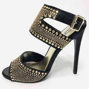 Steve Madden Haiile Black Heels with Gold Studs